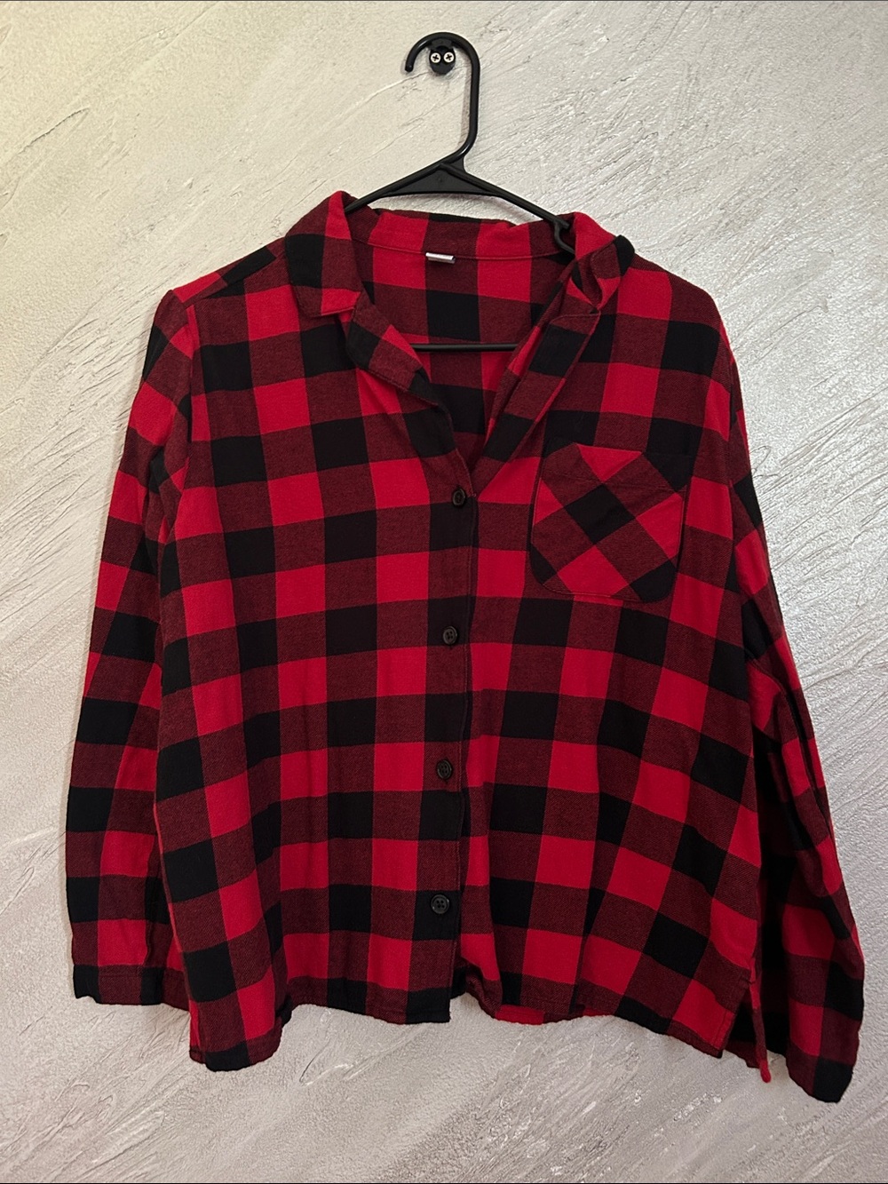 Old Navy Red and Black Plaid Button-Up Shirt